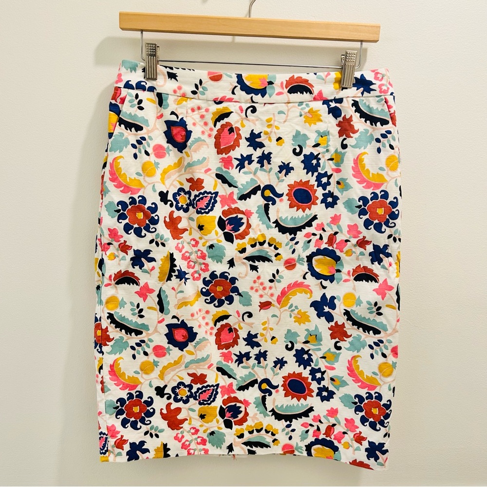Boden Floral Multicolor Skirt 8 pink teal yellow white pockets